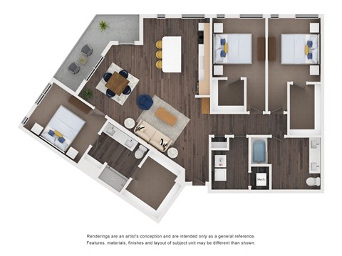 Floor plan for 3 beds, 2 baths, 1560 sqft